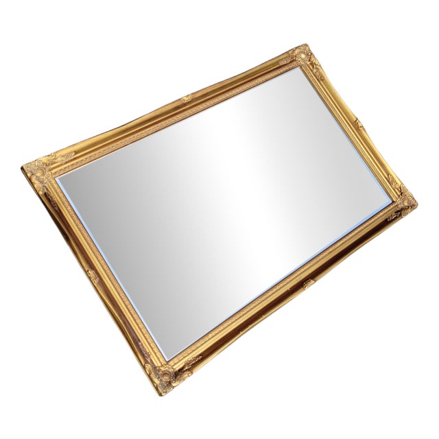 Antique French Louis XV Rococo Revival Facet-Cut Wall Mirror with Ornate Giltwood Frame, 1900s For Sale