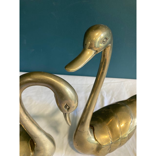 Gold Vintage Brass Swan Figurine Boxes – A Pair For Sale - Image 8 of 11