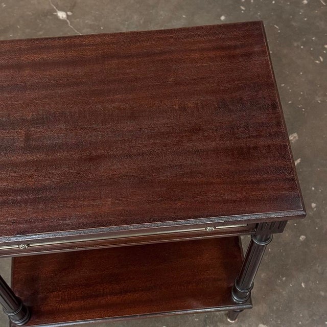 French Mid-Century Louis XVI Style Mahogany & Brass End Table For Sale - Image 17 of 18
