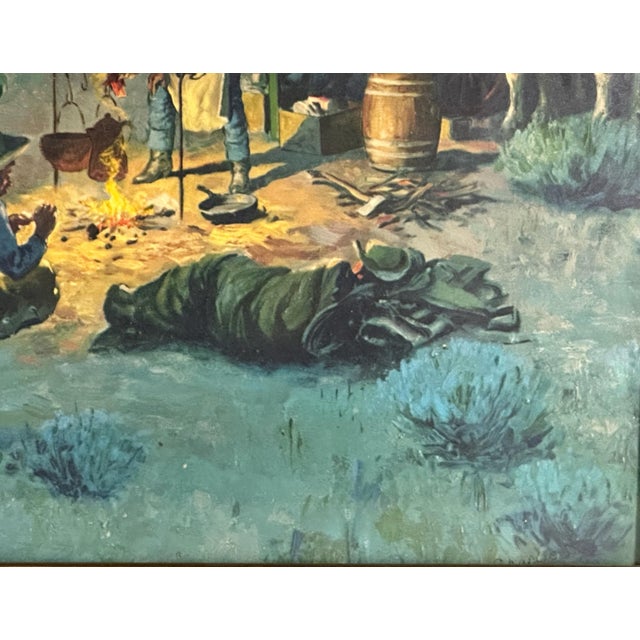 Mid 20th Century Mid 20th Century Charlie Dye "Western Sunrise" Lithograph - Framed Art Deco Cowboy Print For Sale - Image 5 of 9