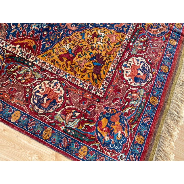 Vintage Kashan Shikargah Hunting Rug For Sale - Image 6 of 16