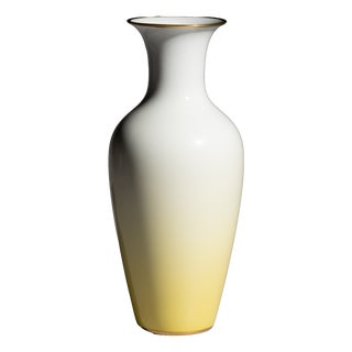 Tall Porcelain Vase with Gilt Rim and Yellow Gradient Decor from Rosenthal Selb-Plößberg, Germany, 1960s For Sale