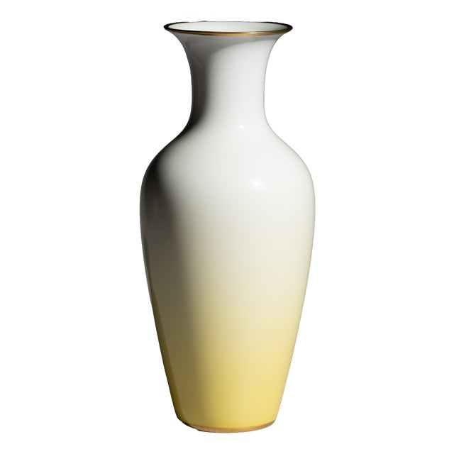 Tall Porcelain Vase with Gilt Rim and Yellow Gradient Decor from Rosenthal Selb-Plößberg, Germany, 1960s For Sale