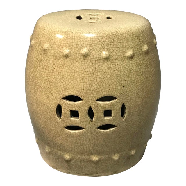 Late 20th Century Chinese Art Crackled Porcelain Garden Stool For Sale