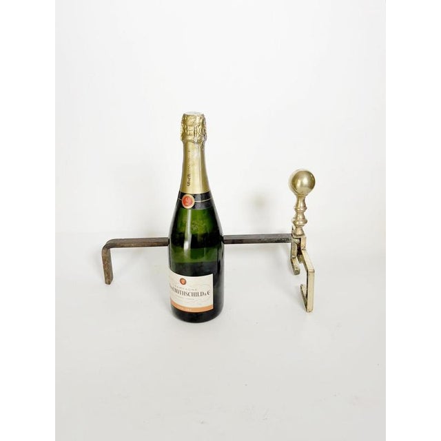 Brass and Cast Iron Andirons, France, 1970s, Set of 2 For Sale - Image 3 of 11