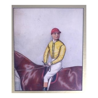 Jockey W/ Yellow Silks/ Red Cap Watercolour by Joshua Dighton (British, 1831-1908) For Sale