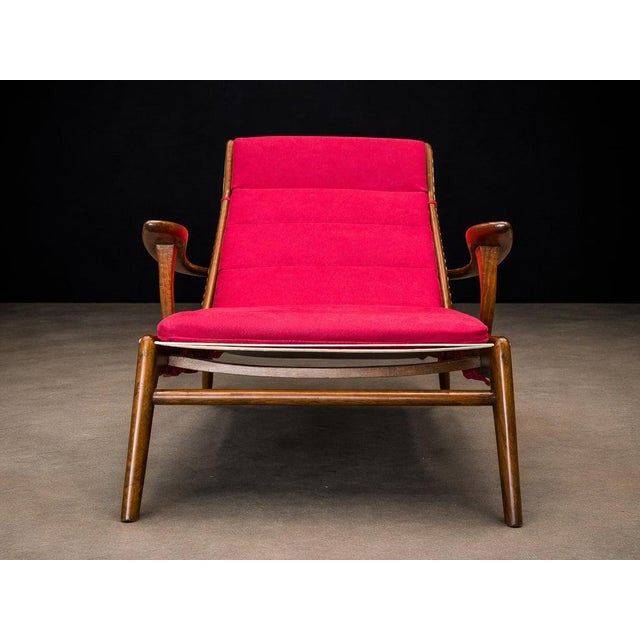 Mid-Century Modern Brazilian Modern Chaise Lounge in Caviúna Wood & Fabric by Pierre Weckx, Brazil, 1950s — Lot 573A For Sale - Image 3 of 17