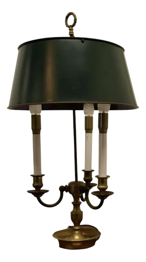 French Painted Toleware and Brass Triple Desk Lamp