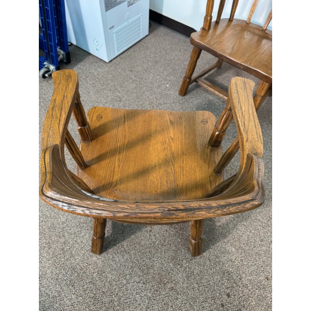 Mid 20th Century Set of 2 Chairs Ranch Oak Captains Armchairs For Sale - Image 4 of 9