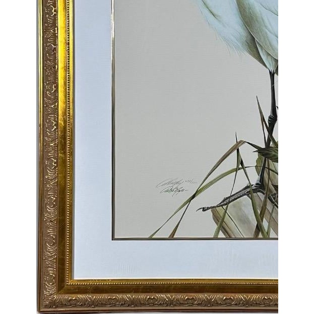 White ate 20th Century Art LaMay Signed Limited Edition Passion Plums Herons Gold Gilt Framed Giclee For Sale - Image 8 of 13