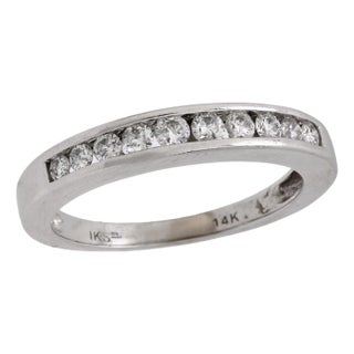 1990s Vintage Diamond 14k White Gold Band, Size 5.75 For Sale