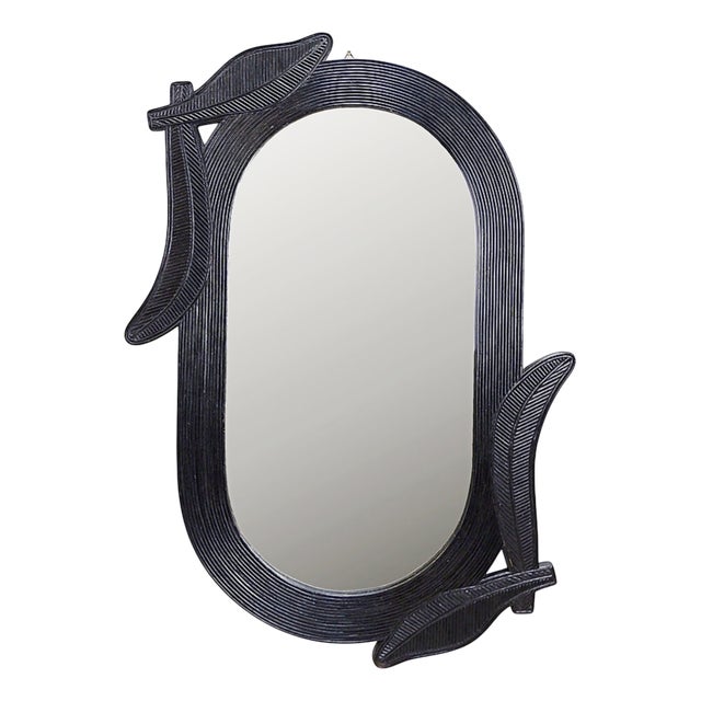 Large Wall Mirror in Black Lacquered Bamboo from Vivai Del Sud, 1970s For Sale