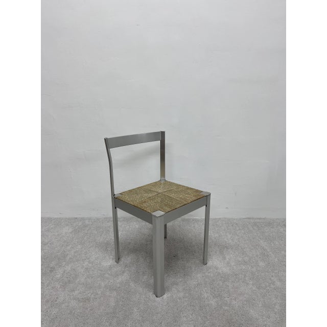 Contemporary Anodized Aluminum With Cord Seat Vanity, Dining or Side Chair - Italy 1980s For Sale - Image 3 of 13