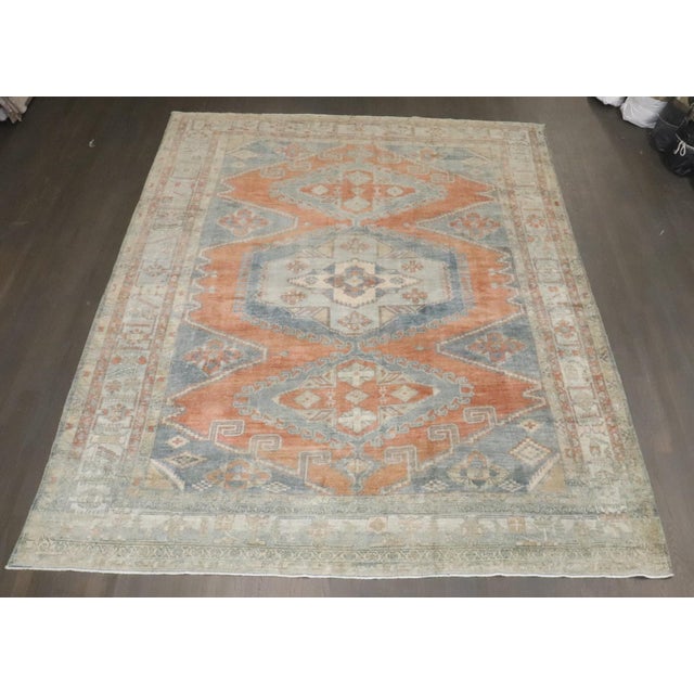Rustic Antique Geometric Persian Veece Room Size Rug For Sale - Image 3 of 9