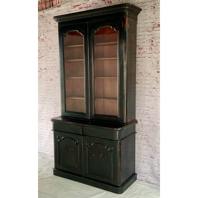 19th Century English Regency Ebonized Wood Bookcase Cabinet, 19th Century For Sale - Image 5 of 10