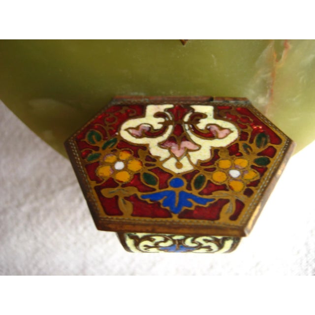 Mid 19th Century French Napoleon III Onyx Champleve and Limoges Plaque Large Holy Water For Sale - Image 9 of 10