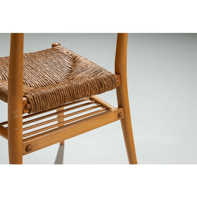Wood Oak Dining Chairs with Papercord Seats, 1970s, Set of 4 For Sale - Image 7 of 11