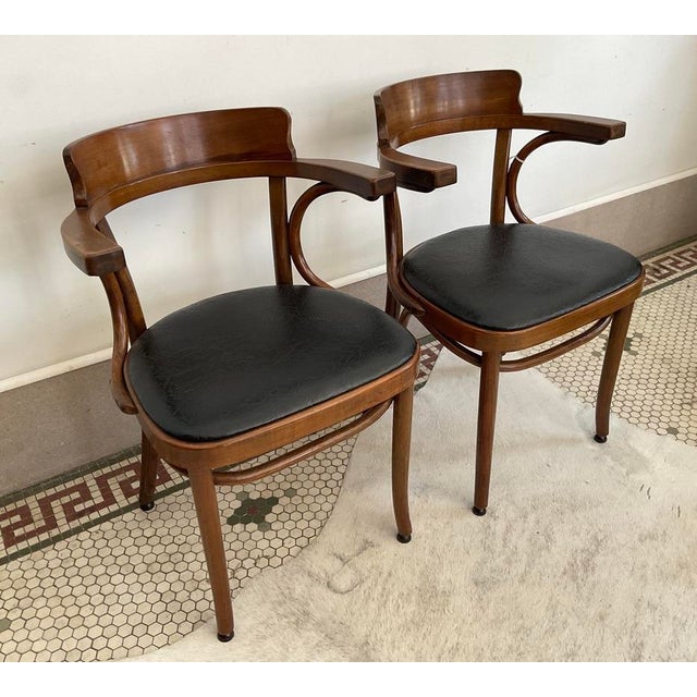 Mid-Century Modern Vintage Mundus Steam Bentwood Captain's Dining Chairs - A Pair For Sale - Image 3 of 16