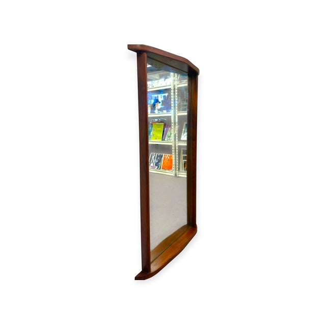 Mid-Century Modern Vintage Mid-Century Modern Style Curved Wooden Frame Wall Mirror. For Sale - Image 3 of 7