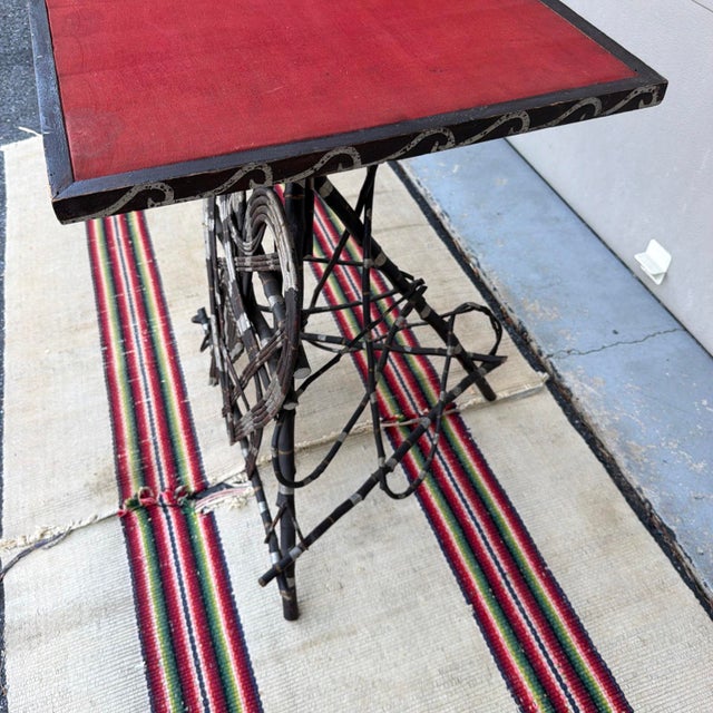 Early 20th Century Antique Adirondack Bentwood Twig Side Table With Heart Motif, Circa 1920s For Sale - Image 5 of 18