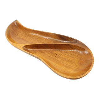 Mid 20th Century Monkey Pod Divided Dish Tray For Sale