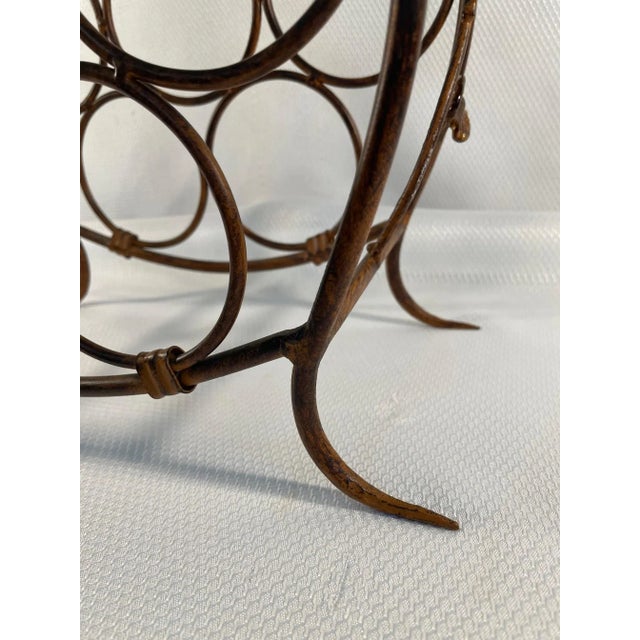 Vintage Late 1900s Circular Wrought Iron Metal Wine Rack For Sale - Image 10 of 12