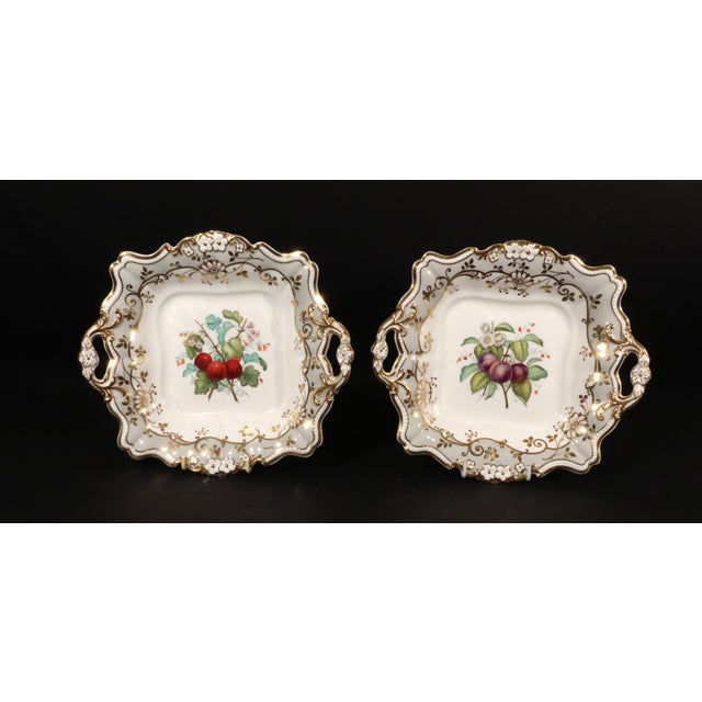Ceramic English Porcelain Botanical Fruit Dessert Service, Attributed to Coalport Circa 1830 For Sale - Image 7 of 11