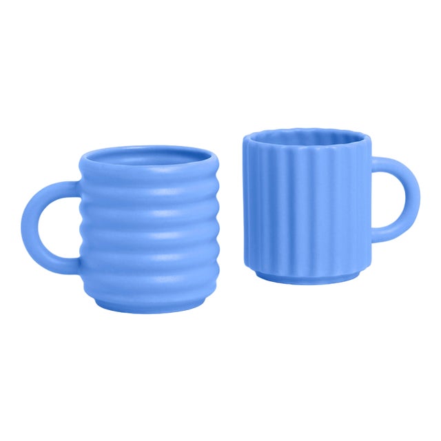 Ripple Mugs in Sky Blue from Form&Seek, Set of 2 For Sale