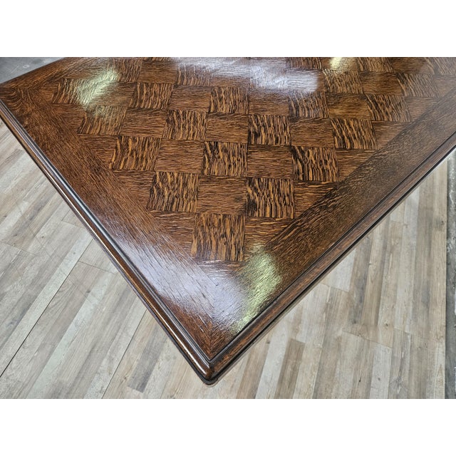 Brown Art Deco Style Geometric Oak Table with Side Extensions, 1950 For Sale - Image 8 of 18