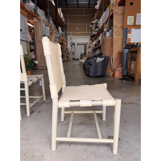 Contemporary Palecek Cashew Leather Dining Chair For Sale - Image 3 of 11