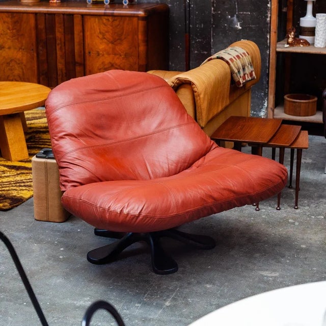 Leather & Fiberglass Lounge Chair, 1970s For Sale - Image 10 of 10