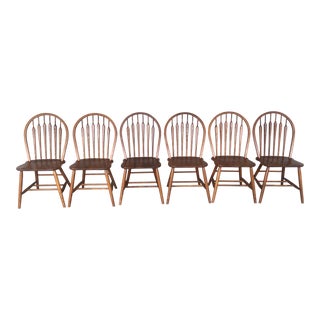Eurich Mills Woodshop Solid Oak Hoop Back Side Chairs - Set of 6 For Sale