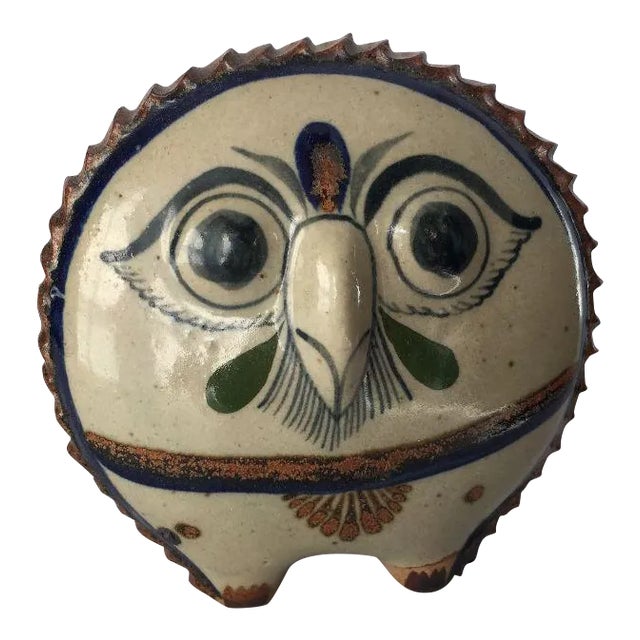 Vintage Owl Pottery Figurine Signed "R" For Sale