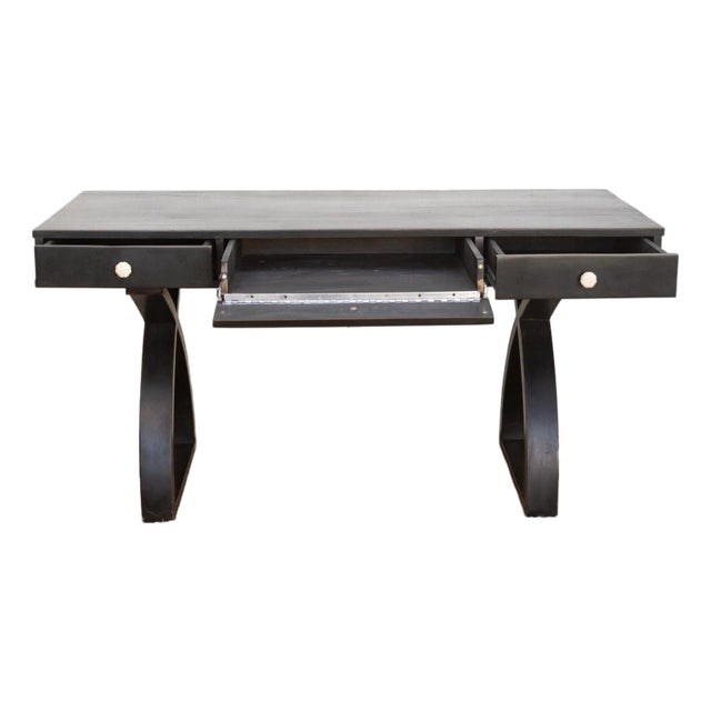 Sculptural Ebonized Wood Writing Table For Sale