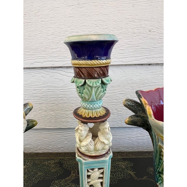 Antique English Wedgwood Majolica Candlestick Candle Holder Cinque Cento C1876 For Sale - Image 14 of 18
