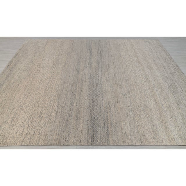 Wood 8' x 10' Savannah Hand Knotted Modern Cream Grey Wool & Silk Rug For Sale - Image 7 of 16