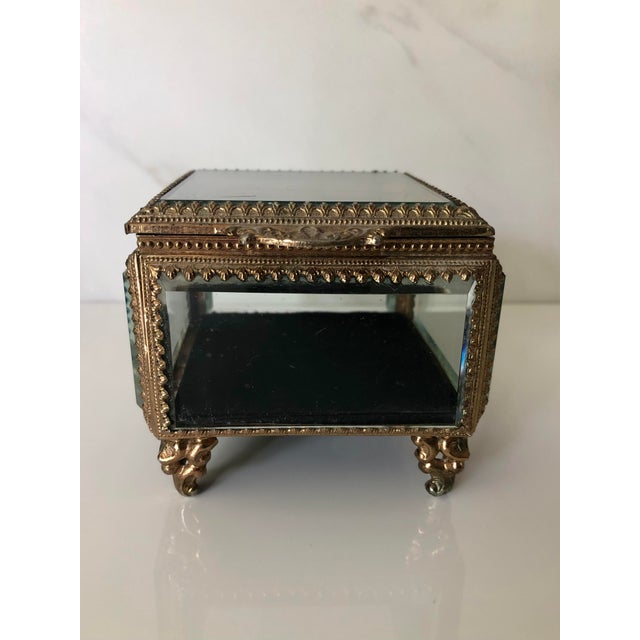1950s 1950s Cut Crystal and Brass Jewelry Box For Sale - Image 5 of 8