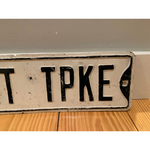 Vintage Westport Turnpike, Fairfield CT metal street sign from the 1960's. Typeface embossed and painted on one side. Sign...