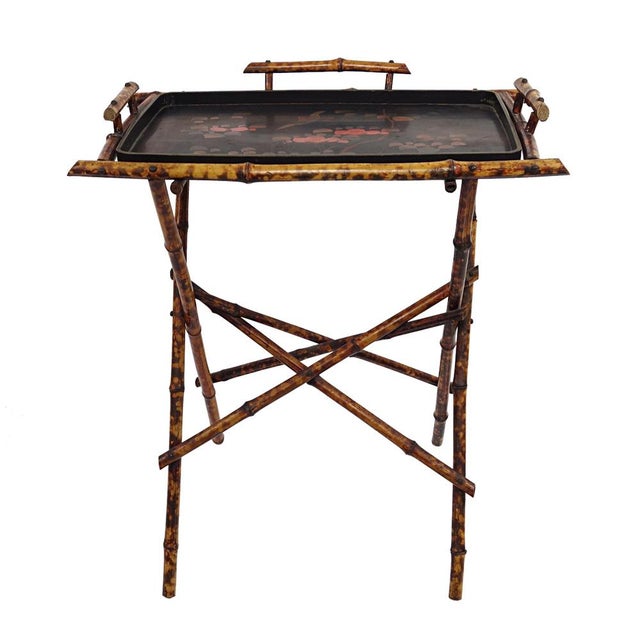 20th Century Oriental Tray Table on a Bamboo Stand For Sale - Image 9 of 9