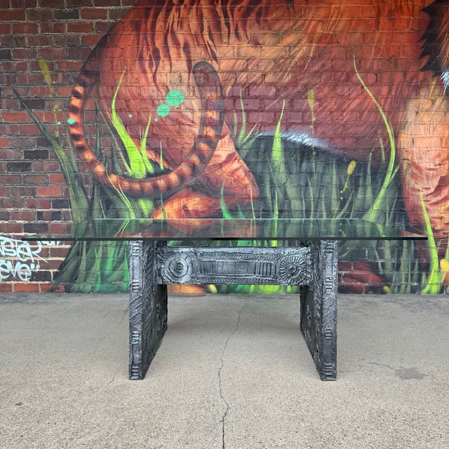 This wonderful Adrian Pearsall sculptural Brutalist dining table with glass top. This is part of the “goop” series. This...