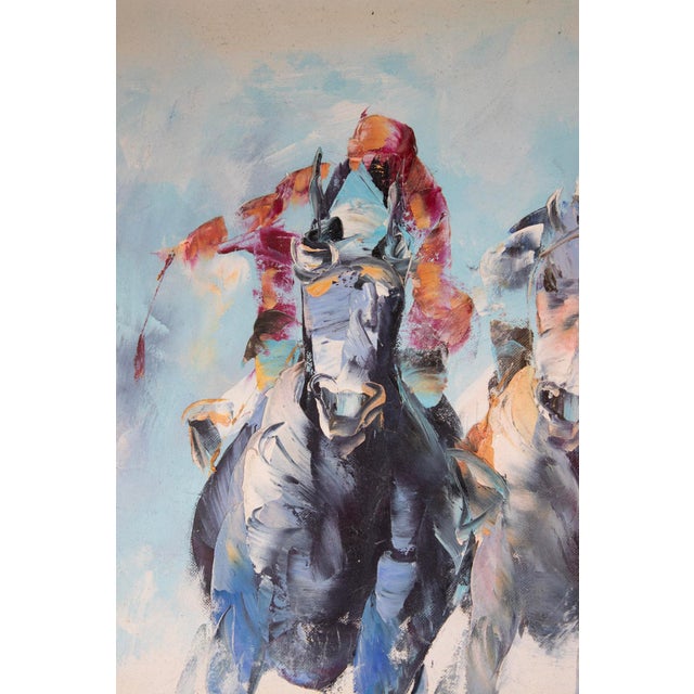 Impressionist Late 20th Century Anthony Veccio - American – Horse Racing - Oil on Canvas - 28.5" H X 41" W For Sale - Image 3 of 5