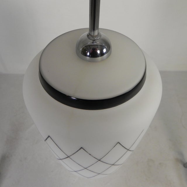 Metal Vintage Pendant Lamp with Opaline Glass Shade, 1950s For Sale - Image 7 of 17