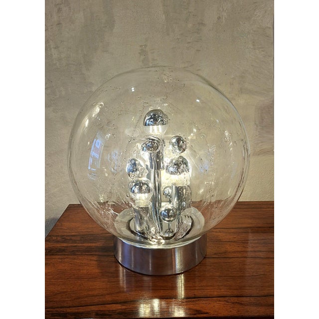 Hand Blown Bubble Glass Table Lamp from Doria Leuchten, 1970s For Sale - Image 6 of 6