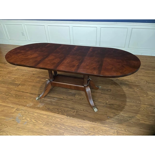 Petite Narrow Traditional Mahogany Dining Table Made-to-Order For Sale - Image 4 of 12