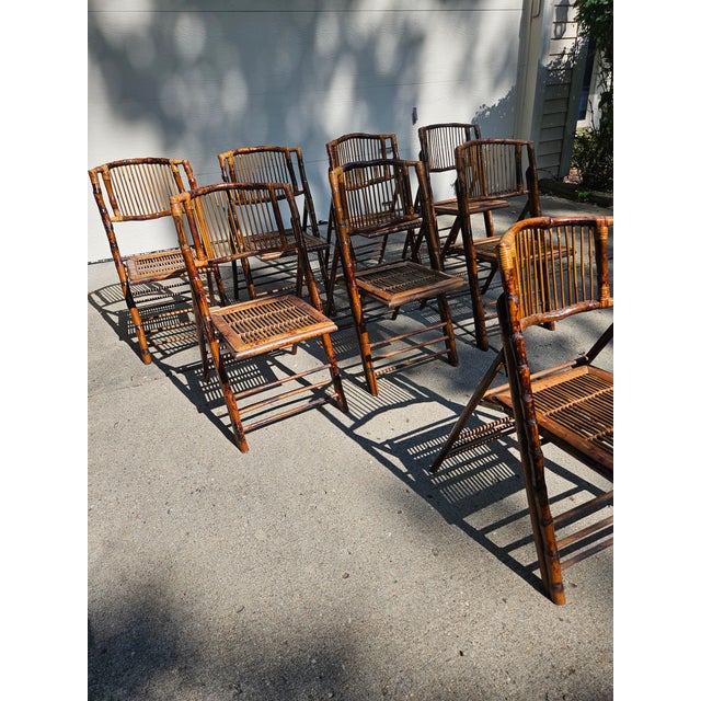 Set of Eight Vintage Folding Bamboo Chairs For Sale In Indianapolis - Image 6 of 10