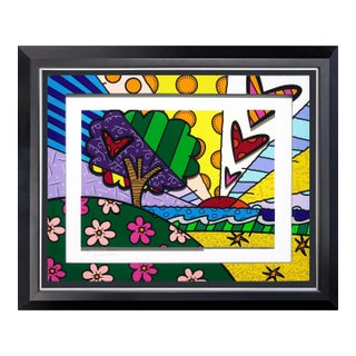 Romero Britto, New Horizon, Signed 3d Constructed Serigraph, 28 X 34 In. Framed, Pop Art, 2014 For Sale