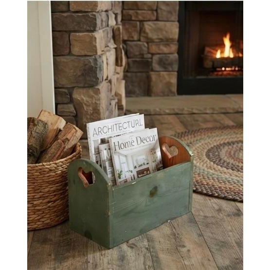 Bring cozy Americana charm to your living room, entryway, or hearth with this vintage rustic pine magazine crate....