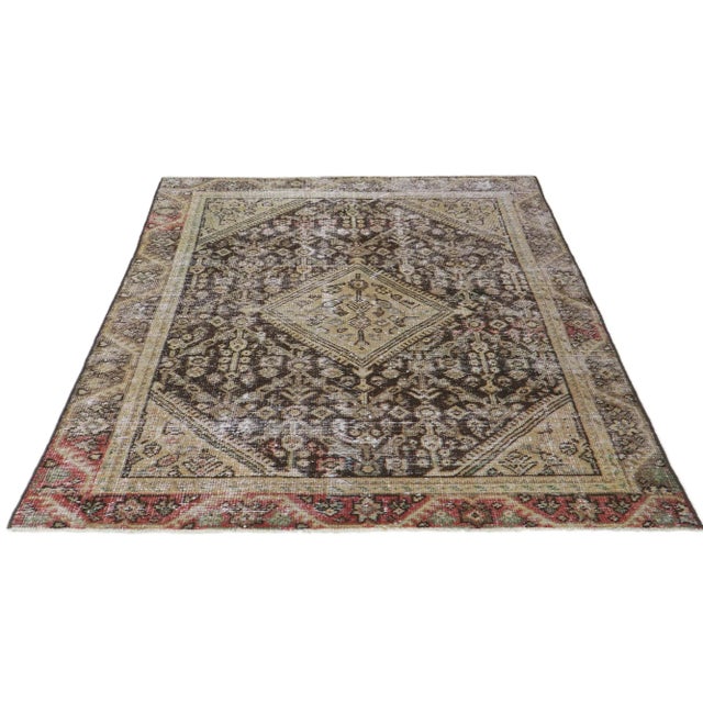 Rustic Antique-Worn Persian Mahal Rug - 3'10 X 8'06 For Sale - Image 3 of 11
