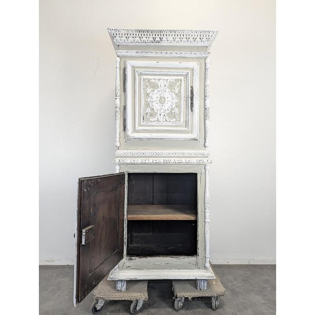 2000 - 2009 Henry II Carved Grey Oak Cabinet For Sale - Image 5 of 10