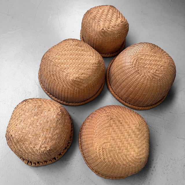 1970s Vintage Japanese Bamboo Baskets, 1980s, Set of 5 For Sale - Image 5 of 12